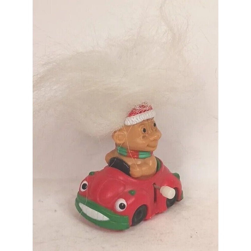 Volkswagon VW Beetle Russ Troll Wind Up Diecast Toy Vintage Tested White Hair